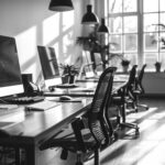 minimalistic spacious office workspace, sun lights, black and white --ar 2:3 --style raw --stylize 250 Job ID: f938b22b-adb7-45b5-a27d-7d4c68e27358